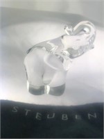 Steuben Signed Crystal Elephant HandCooler