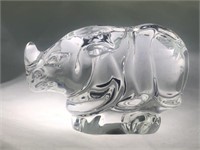 Steuben Signed Crystal Rhino in Original Box #5539