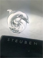 Steuben Signed Crystal Dolphin #5530