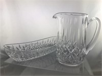 Lot of 2 Waterford Crystal Pitcher & Oval Dish