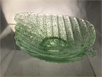 Set 7 Murano Green Overshot Art Glass Dish Bowls