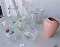 Misc. glassware items and vases