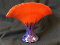 C. Scheider French Art Deco Glass Fan Vase
