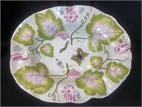 Unique Handpainted Porcelain Butterfly Oval Bowl