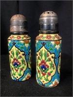 1880's Longwy Pottery Enameled Falence S/P Shakers