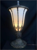 Lidded Urn Style Slag Glass Boudoir Entry Lamp