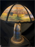 Pittsbury Style Lamp with Reverse Painted Stream