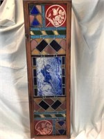 Antique Stained Glass Tall Window w/ Center Panel