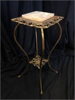 Victorian Sq. Metal Plant Stand with Marble Top