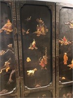Chinese 4-Panel Antique Room Screen w/ Hardstones