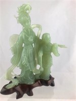 Chinese Carved Jade Celadon Figural Sculpture