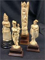 Lot of Mini. Detailed Handcarved Goddesses & Stand