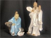 Pr. of Chinese Mudman Glaze Ceramic Statues #2