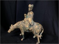 Antique Asian Bronze Sculpture Warrior on Horse