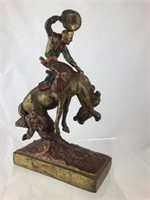 Paul Herzel Signed Bronze Cowboy Horse Sculpture