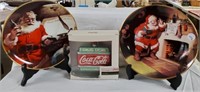 Coca Cola Plates (2), Coca Cola ornament in box