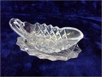 Pressed Glass Sauce Boat with Underplate