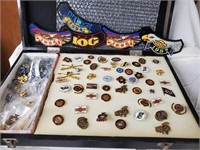 Military pins & patches in carrying case