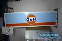 Dobbeltsidet reklameskilt m/Gulf-logo, 70x20cm