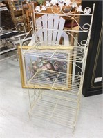Small metal Bakers rack with glass shelves