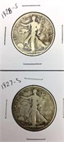 2 Walking Liberty Half Dollar Coins