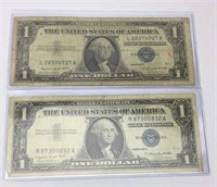 2- 1957A One Dollar Silver Certificate Paper Note