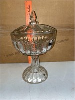 Lidded glass candy dish