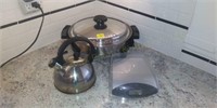 Electric Skillet, Scale, & Tea Pot