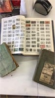 Stamp album collection and vintage ephemera