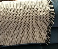 New Handmade Beige with fringe, made w/ large yarn