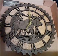New Handmade Dark Stained Moose Laser Clock