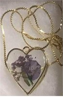 Dried Purple Flower encased in Heart Resin