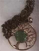 Green Sparkle Set in Copper colored Pendant