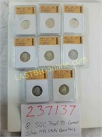 8 SGS Proof-70 Cameo Silver State Quarters