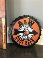 A&W ICE COLD ROOT BEER - CAP ROUND TIN