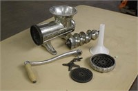 Vintage Hand Crank Meat Grinder w/Accessories