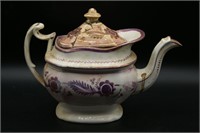 Antique Ceramic Gold & Purple Teapot