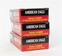 Ammo 9MM Luger 150 Rounds Factory American Eagle