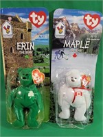 Ty beanie toys: Maple the bear and erin the bear,