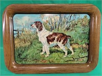 Vintage metal serving tray, springer spaniel, ole