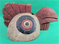 Hand carved wooden rooster mask 10" × 7" × 5" H