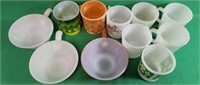 Eight Vintage fire king coffee mugs 3.5" and