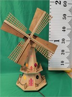 Wooden windmill design light up art structure 20"
