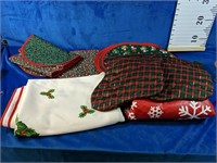 8 placemats, 2 stockings, 1 table runner and 2