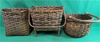 Three wicker baskets (12" × 10" × 11" H) (11" ×
