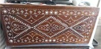 MOTHER OF PEARL INLAID WOOD TRUNK 15" X 30" X 14"