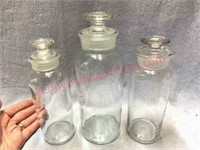 (3) Nice apothecary jars & lids (drugstore)
