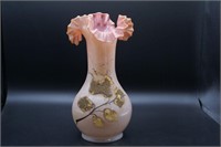 Antique Hand Blown Coraline decorated vase