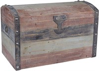 Stripped Weathered Wooden Storage Trunk, LG