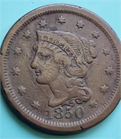 Coronet Large US One Cent Coin 1850 (1)